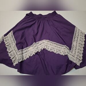 Vintage Malco Modes Purple Skirt Large Lace Trim Cottagecore Prairecore Medium